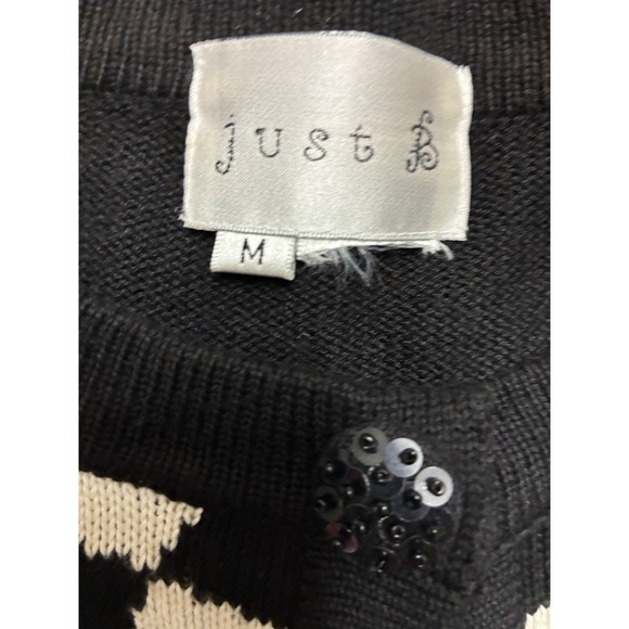 Just B Cardigan Women's M Black White Floral Roses Embroidered Beaded Y2K‎ - Picture 9 of 16